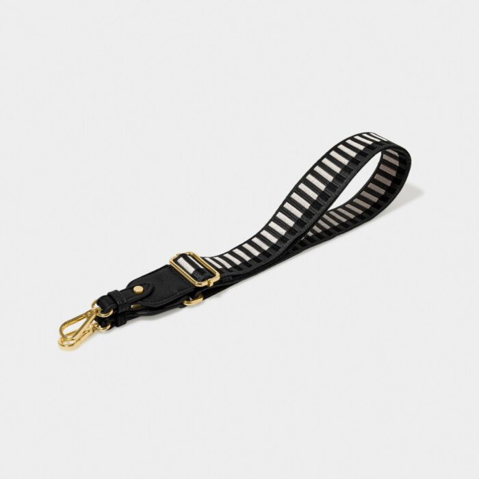 Katie Loxton Canvas Bag Strap - Khaki, Black & Light Pink Geometric